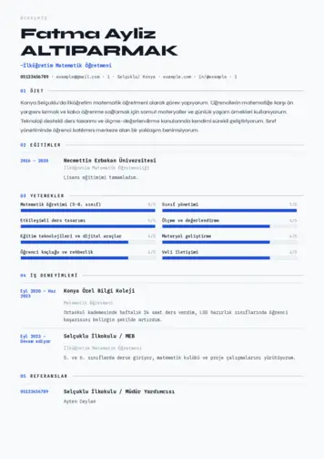 Matematik Öğretmeni Cv Örnekleri cv indir